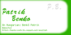 patrik benko business card