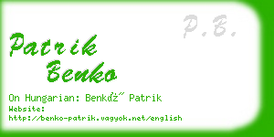 patrik benko business card